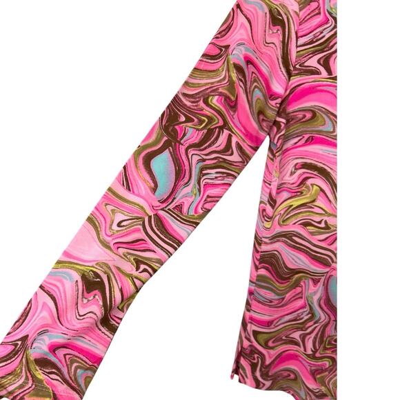 Jaime Sadock Pink Sugar Angel Whirl Marble 1/4 Zip Long Sleeve Golf Shirt Small - Picture 5 of 13